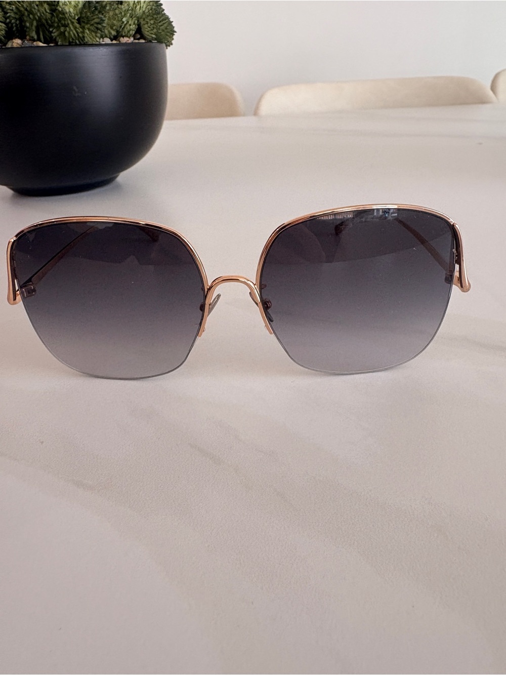 Pomellato Rose Gold Sunglasses with Gray Gradient Lenses